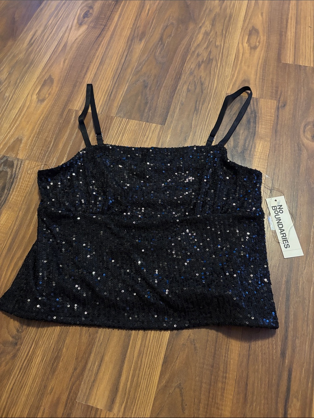 No Boundaries Black Sequin Camisole Tank